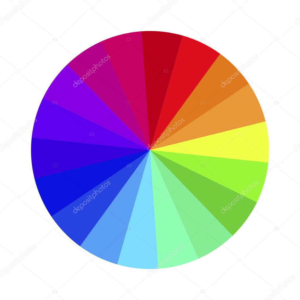 Vector image of a color wheel. Chromatic round bright palette. Rainbow shades of different colors. Stock image. EPS 10.