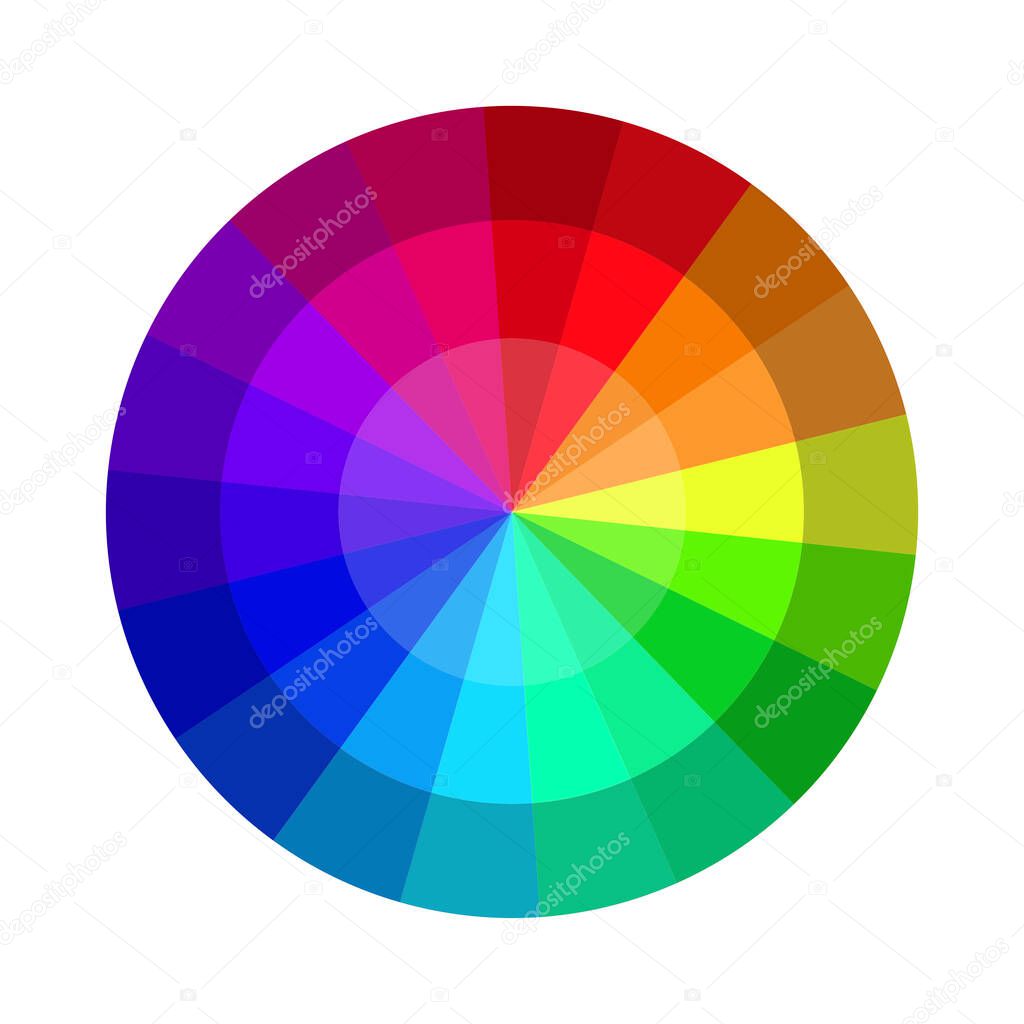 Color wheel for Creativity. Multi-colored rainbow palette. Vector illustration of swatches of bright colors. Stock image. EPS 10.