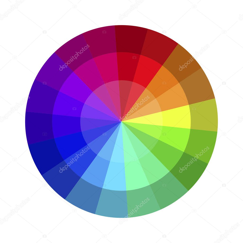 Color wheel for Creativity. Multi-colored rainbow palette. Vector illustration of swatches of bright colors. Stock image. EPS 10.