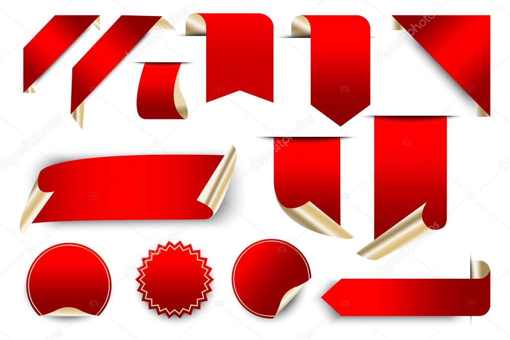 Vector illustration of red blank stickers. Blank labels for sale. Discount icons. Stock image. EPS10