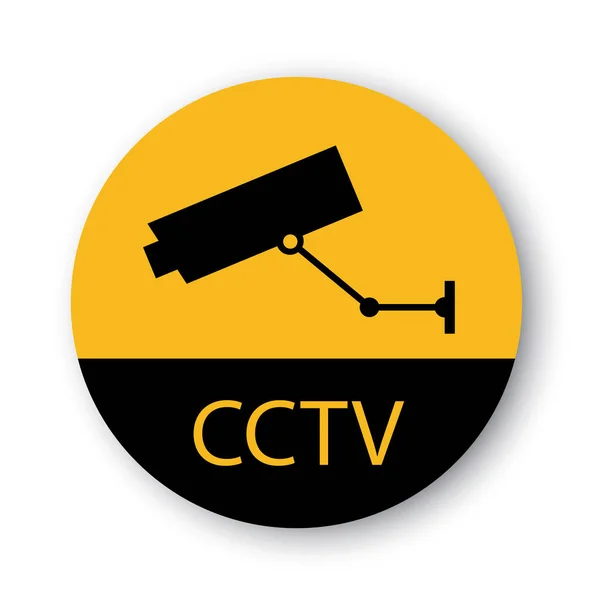 Signo Redondo Cctv Amarillo Ilustración Vectorial Símbolo Disparo Advertencia Seguridad — Vector de stock