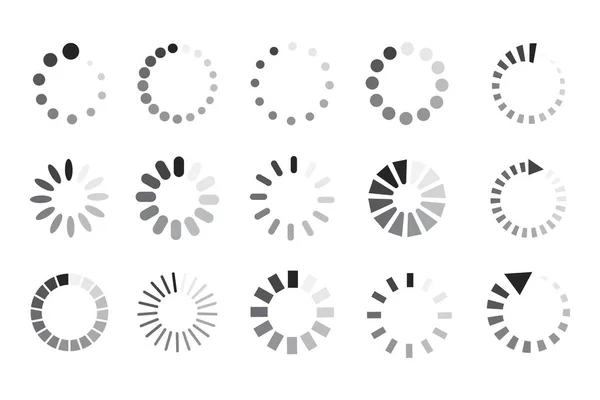 Iconos Bootloader Vectorial Buffering Signos Circulares Símbolo Carga Web Ilustración — Vector de stock