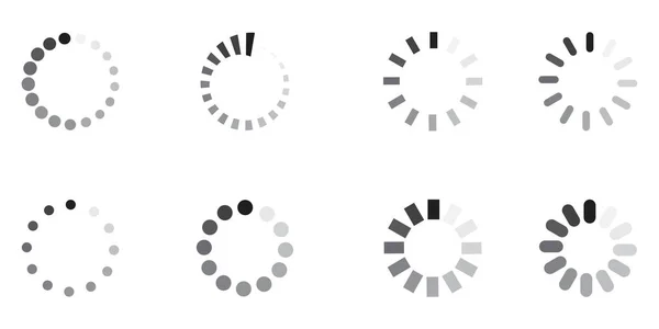 Conjunto vectorial de iconos de progreso circular. Indicación de la barra para el sitio. Cargando gráficos para la aplicación. Imagen de stock. — Vector de stock