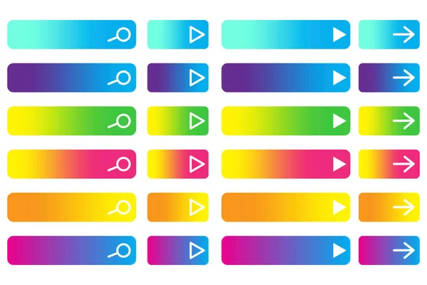 Set mehrfarbiger rechteckiger Knöpfe. Vektorsymbole für das Internet. Klicken Sie auf Streifen auf der Seite. Archivbild. — Stockvektor