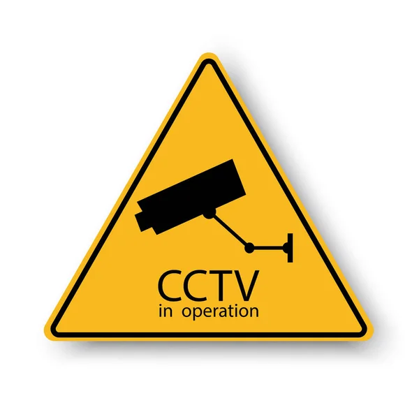 The cctv operation sign. Surveillance vector warning icon. Territory security symbol. Stock image. — Stock Vector