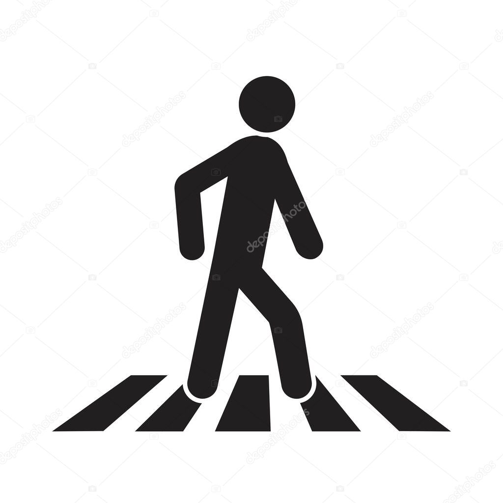 Pedestrian sign vector. Crosswalk sign. The person crosses the zebra crossing. People traffic symbol. Stock image. EPS10