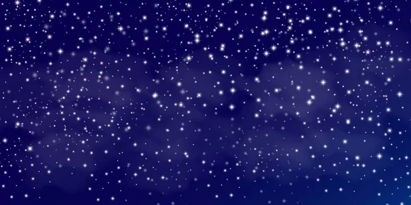 Cielo Estrellado Azul Colorido Estilo Fantasía Sobre Fondo Azul Profundo — Vector de stock