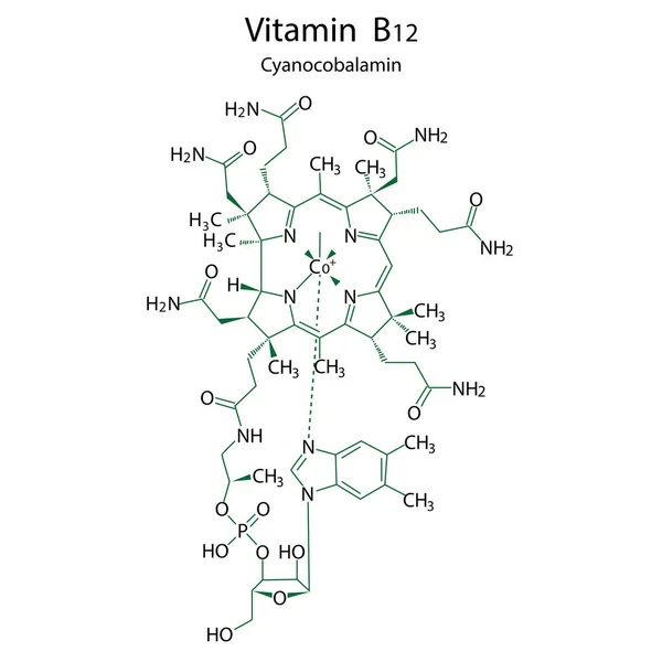 의학적 설계를 비타민 B12 의학적 설계에 구조입니다 일러스트 — 스톡 벡터