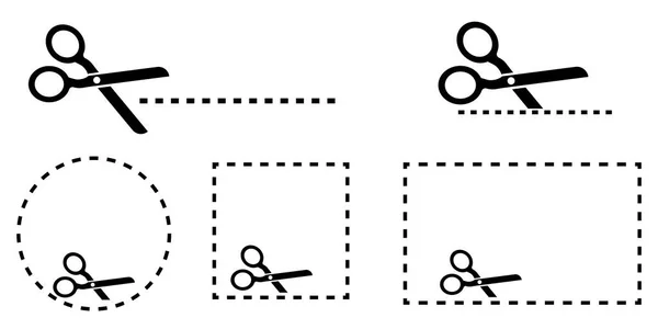 Line Square Scissors Circle Shape Template Illustration Line Art Thin — Stock Vector