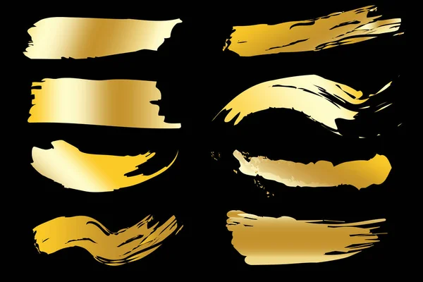黒を基調とした金色のストローク ブランクグランジブラシの背景 ベクトルシームレスパターン ストック画像 Eps10 — ストックベクタ