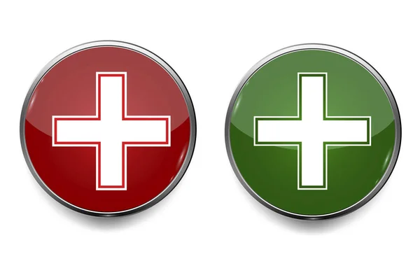 Botones Médicos Para Diseño Web Signo Cruz Roja Salud Conjunto — Vector de stock