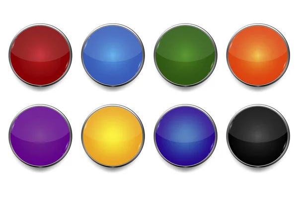 Icône Abstraite Avec Boutons Colorés Sur Fond Bleu Bouton Web — Image vectorielle