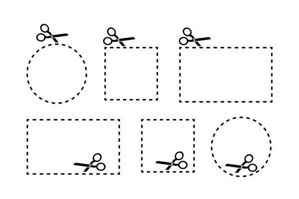 Forbici Linea Cerchio Quadrato Stile Piatto Illustrazione Modello Forma Cerchio — Vettoriale Stock