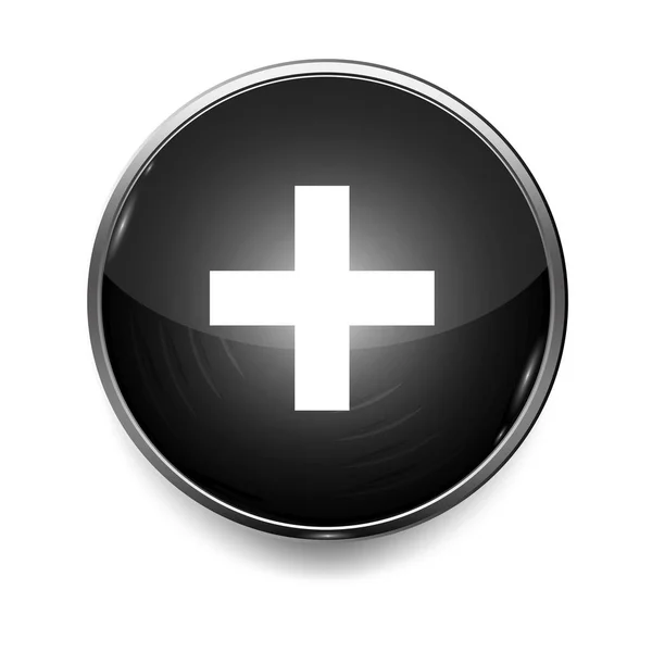 Botón Con Cruz Blanca Para Diseño Médico Salud Vector Aislado — Vector de stock