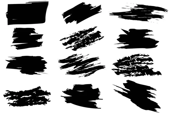 Fekete Festék Stroke Elvont Stílusban Fehér Háttér Akvarell Ecset Textúra — Stock Vector