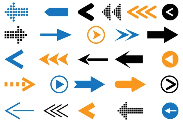 Impostare Icona Freccia Segno Del Cursore Vettore Elementi Grafici Icona — Vettoriale Stock