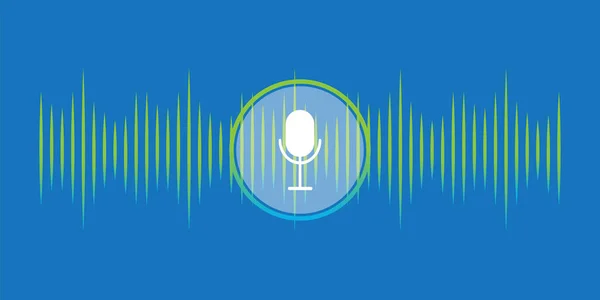 Voice Recognition Microphone Recording Sound Wave Voice Icon Record Digital — Stock Vector