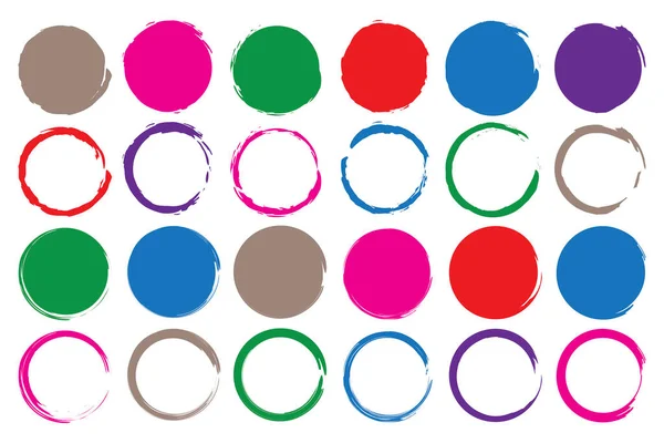 Círculos Mão Multicoloridos Definidos Estilo Abstrato Aquarela Abstrata Pincel Vetorial — Vetor de Stock