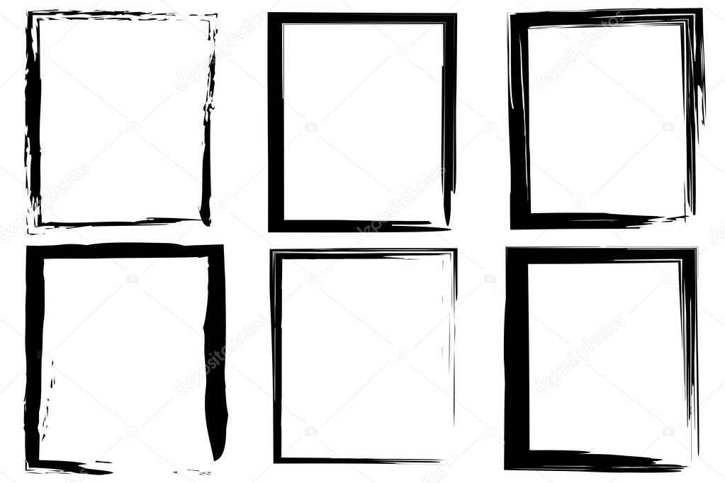 Black rough rectangles by hand. Hand drawn illustration. Black frame. Rough rectangles by hand, great design for any purposes. Stock image. EPS 10.