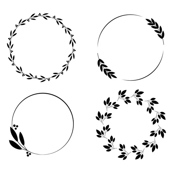 Круглые Черные Венки Стиле Эскиза Дизайн Свадебного Приглашения Дизайн Векторной — стоковый вектор