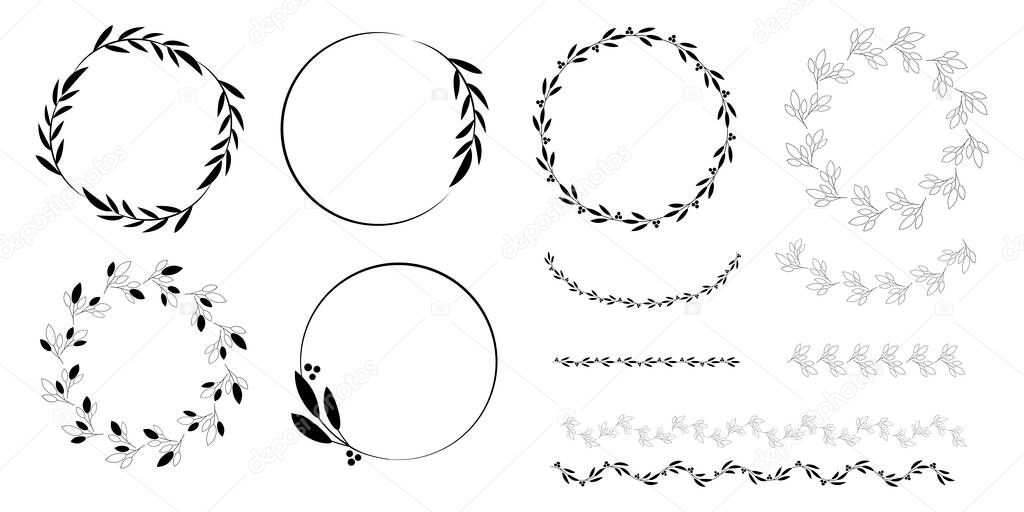 Round logo. Vintage floral background. Vintage set of wreaths, great design for any purposes. Stock image. EPS 10.
