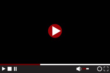 Siyah arka planda siyah medya oynatıcısı olan düğme. Aygıt modeli. Akış arayüzü. Vektör resmi.