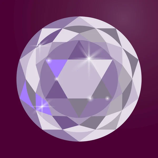 Gemstone diamond. Jewelery ruby. Crystal with reflection. Vector illustration. Stock image. — Stock Vector