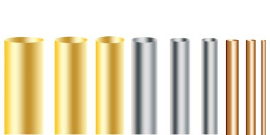 Altın, gümüş, bronz tüp. Altın vektör arka planı. Metal eğimli. Renk ayarlandı. Hisse senedi. EPS 10.