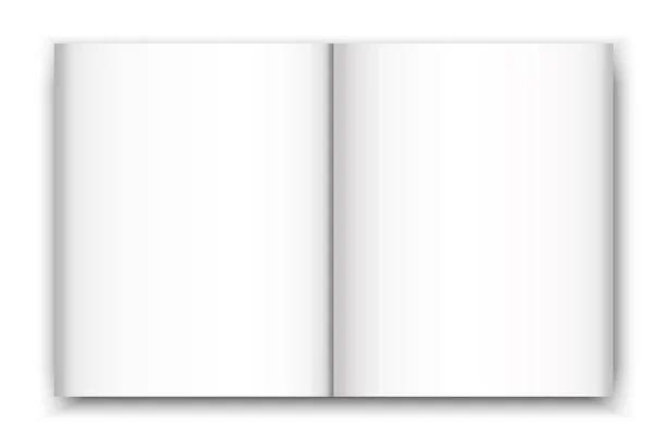 Abre Libro Blanco Blanco Papel Cuaderno Plantilla Diseño Con Libro — Vector de stock
