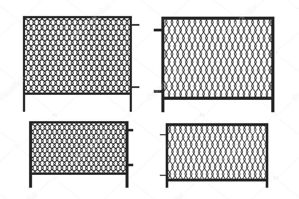3d mesh fence for banner design. Black mesh fence on white background. Isolated vector. Stock image. EPS 10.