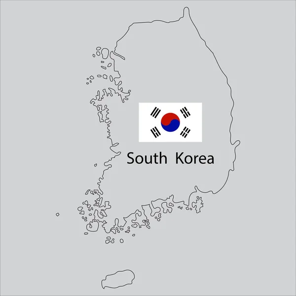 Abstrakte Illustration Mit Nordkoreanischen Umrissen Südkoreakarte Nordkoreanische Flagge Rand Des — Stockvektor