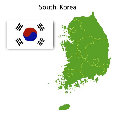 Beyaz arka planda Kuzey Kore silueti olan soyut bir çizim. Seul haritası. Kuzey Kore silueti. Hisse senedi. EPS 10.