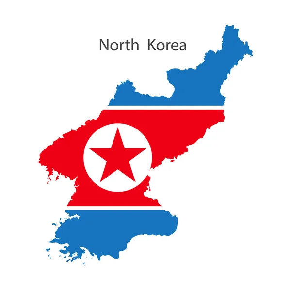 Linienkunst Ikone Mit Nordkoreanischer Flagge Umriss Dünne Linie Flache Illustration — Stockvektor