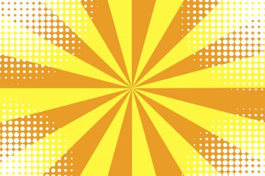 Yarım ton arkaplanda çizgi film deseni var. Turuncu arka plan. Parlak yıldız. Güneş dokusu. Yarım tonluk duvar kağıdı. EPS10.