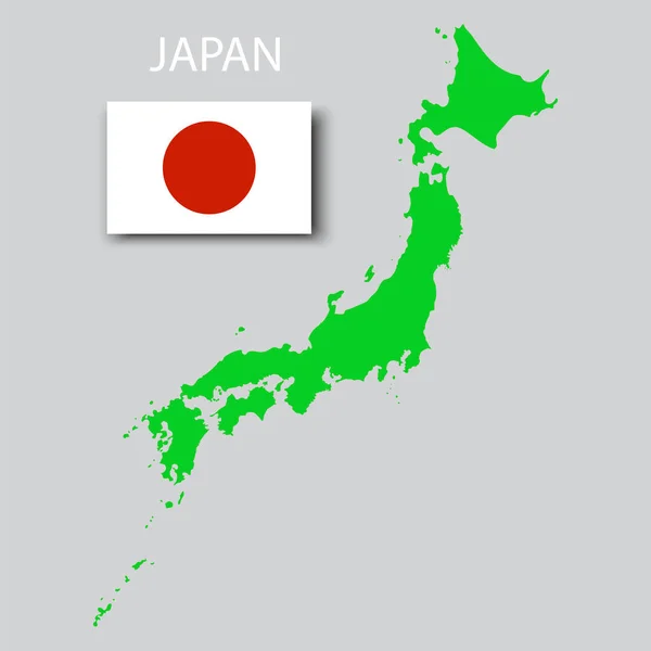 Yeşil Japon bayrağı haritalı Japon ikonu. Harita sembolü. İzole vektör çizimi. Resim yükle. — Stok Vektör
