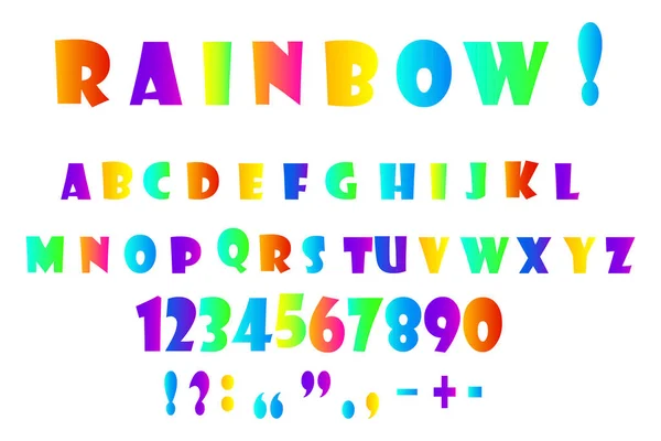 Fuente retro doodle con signos de puntuación de letras multicolores. Letras y números multicolores. Imagen de stock. — Archivo Imágenes Vectoriales