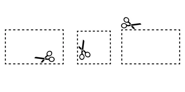 Ψαλίδι ορθογώνια. Κενό διάστημα. Σύμβολο γραμμής. Ρετρό χαρτί κοπεί μαύρο εικονογράφηση σε λευκό φόντο. Εικόνα αρχείου. — Διανυσματικό Αρχείο