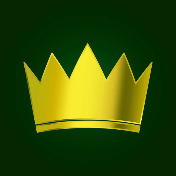 Corona Oro Sfondo Verde Stile Reale Disegno Banner Illustrazione Vettoriale — Vettoriale Stock