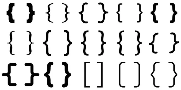 Dekoratif Tasarım Için Düz Parantez Letişim Simgesi Seti Dekoratif Sembol — Stok Vektör