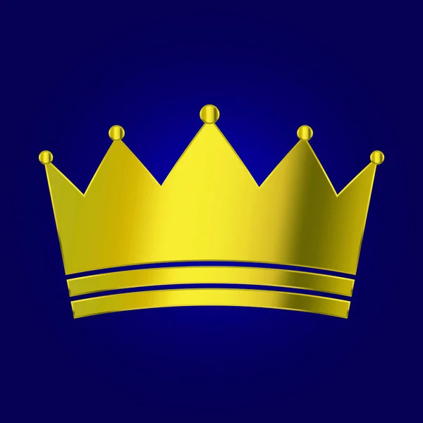 Corona Dorata Dipinta Stile Reale Sfondo Blu Illustrazione Vettoriale Premio — Vettoriale Stock