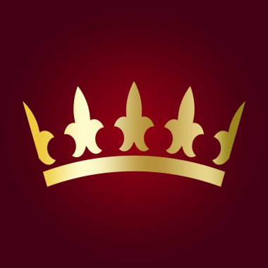 Kırmızı arka planda sarı taç olan modern 3D pankart. Vektör çizimi. Hisse senedi. EPS10.