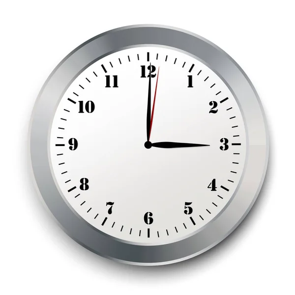 Modern Realistic Wall Clock White Background Clock Icon Vector Time — Stock Vector