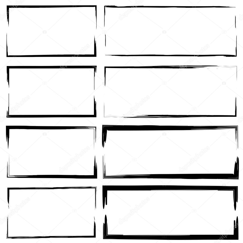 Rectangles in doodle style on white background. Grunge brush. Simple design. Stock image. EPS 10.