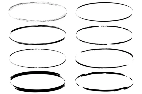 Ovalos Cepillo Dibujado Mano Forma Redonda Set Pinceles Vectoriales Ilustración — Archivo Imágenes Vectoriales