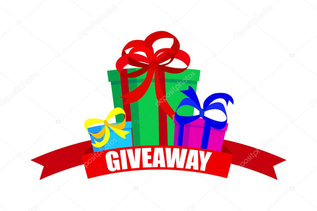 Amazing doodle flyer with giveaway gifts. Gift voucher. Win prize. Stock image. EPS 10.
