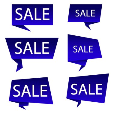 Sancak tasarımı için mavi indirimli modern 3D simge. Logo tasarımı. Hisse senedi. EPS 10.