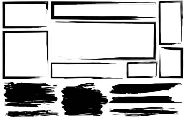 Beyaz arkaplanda suluboya siyah desen. Kirli tasarım. Mürekkep fırçası darbesi. Hisse senedi. EPS 10.