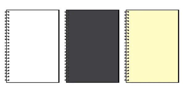 Beyaz defter modeli izole edildi. Siyah iş organizatörü. Model şablonu. Üst Manzara. Resim yükle.