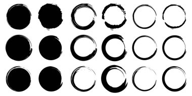 Fırça çemberleri. Grunge dokusu. Elle çizilmiş yuvarlak şekil. Suluboya daireler çiziyor. Çizgi vektörü. Resim yükle.