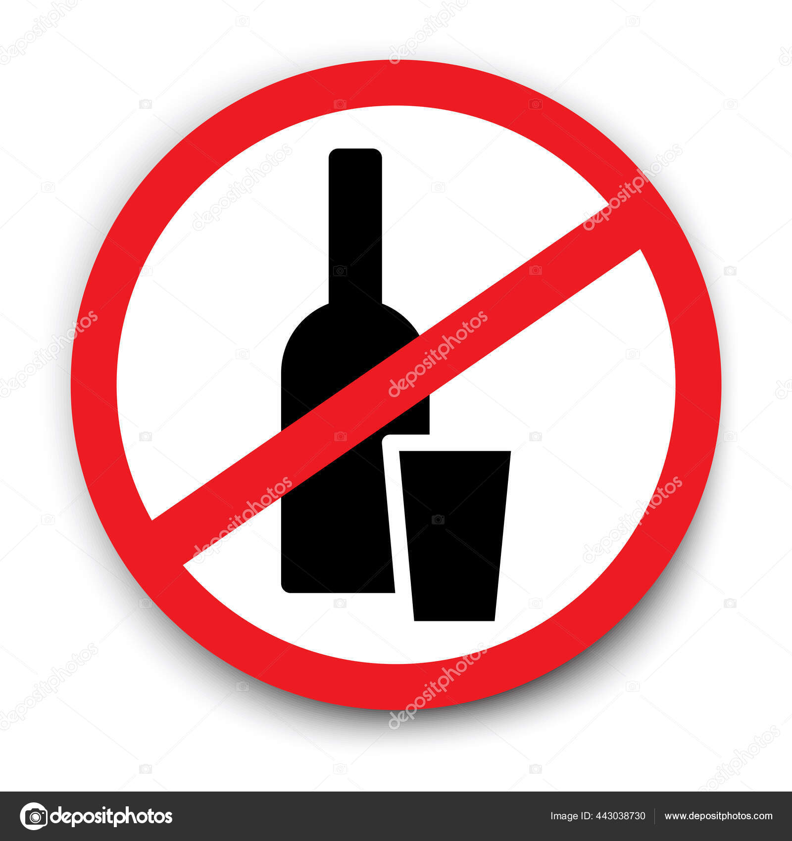 Image vectorielle Interdiction d'alcool. Une bouteille avec un verre rayé.  Interdiction de boire de l'alcool. Image de stock. par ©lenasergpolll -  443038730, image size:1600x1700